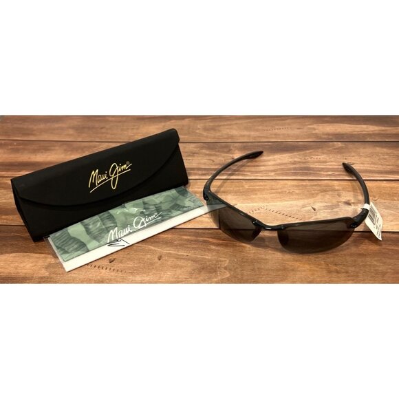 Maui Jim Makaha 405-02 Polarized Sport Sunglasses Grey Lenses Gloss Black Frame - Picture 1 of 10